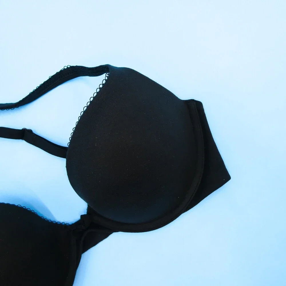 Victorias Secret Bra 32D Fringe Accent Bow Underwired Lined Black‎ 32 D New